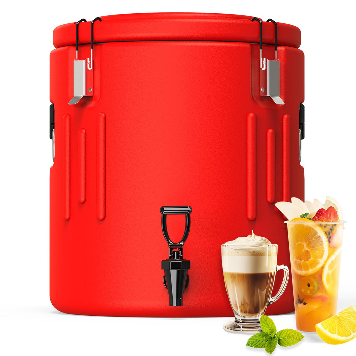 Insulated Beverage Dispenser 5 Gallon, Hot Drink Dispenser with 304 Stainless Steel Interior & Spout, Hot Water Dispenser for Parties, Portable Outdoors Water Jug for Camping Sports,N6