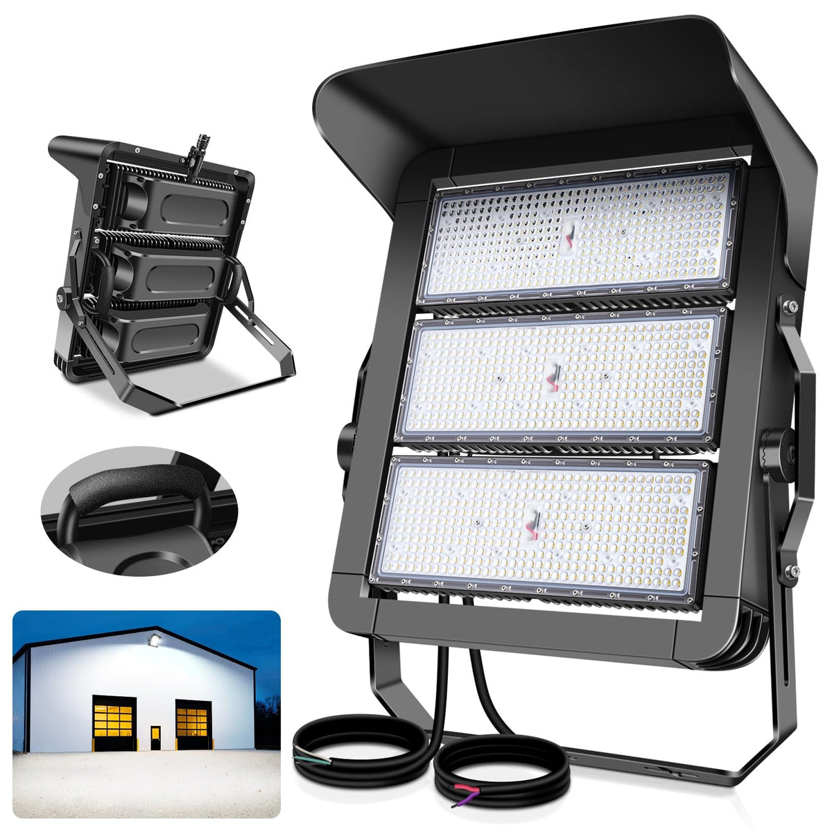 BIRITALO 112500LM Led Stadium Light Dimmable 0-750w Super Bright Led Arena Flood Lights Outdoor 100-277v 5000k Yoke U Mount IP66 Waterproof Outside Wall Light Commercial for Square, Golf Court, Port
