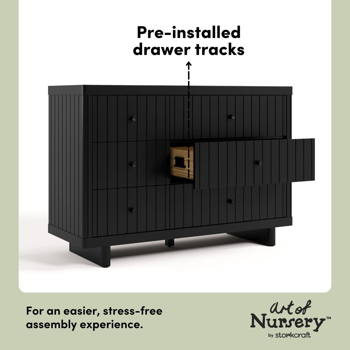 Storkcraft Kyoto 6 Drawer Dresser (Black) - GREENGUARD Gold Certified, Sturdy Wood Dresser for Nursery & Kids' Bedroom, Safety Interlocking Drawer System, and Easy Assembly with Pre-Installed Tracks