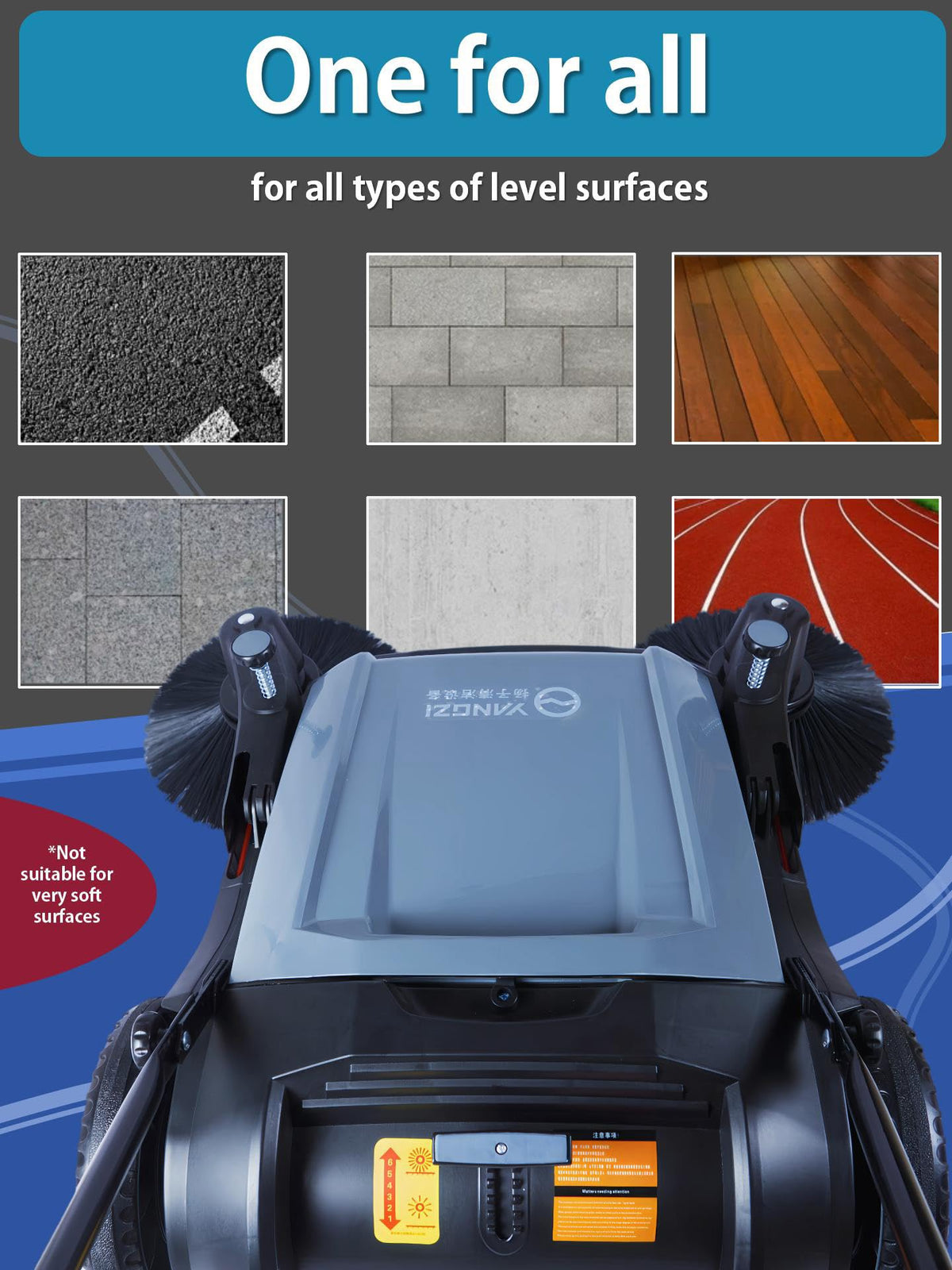 bwoopop Walk Behind Floor Sweeper Manual, 41" Sweeping, 55L Hopper, Industrial and Commercial Push Sweeper for Warehouses,Shop,Street,Yard,Farm,Indoor Outdoor Hard Floor (Baby Blue)