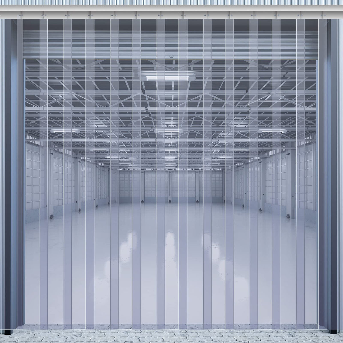 Juexica 96 x 96 Inch PVC Strip Door Curtain Kit, Heavy Duty Waterproof Clear Door Curtain for Walk-in Cooler, Freezer, Warehouse & Garage, Hurricane Shutters, Energy Saving and Easy Install(Clear)