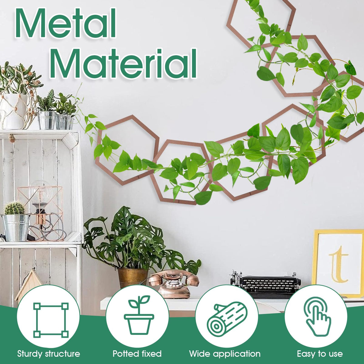 20pcs Chain Trellis for Climbing Plants, HSSZXFR DIY Plant Climber Support for Vines and Garden Wall Trellis, Indoor and Outdoor Accessories for Monstera Pothos Ivy Flower (Hexagonal)
