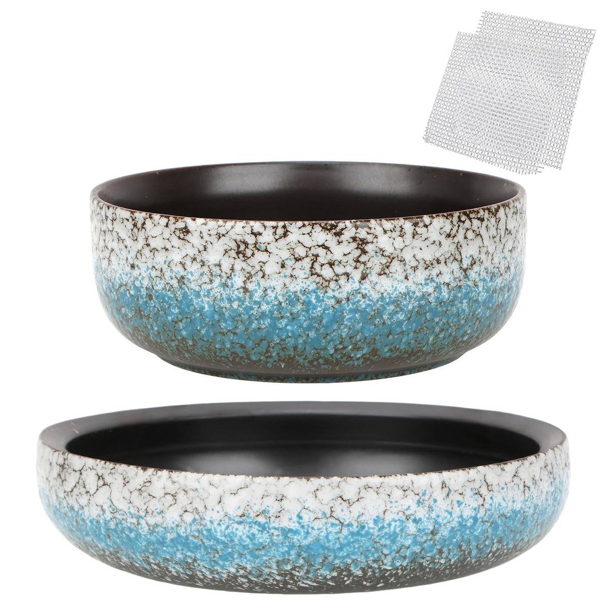 kilolfy 2pc Pot 6.5" 8.5" Glazed Ceramic Succulent Planter Container