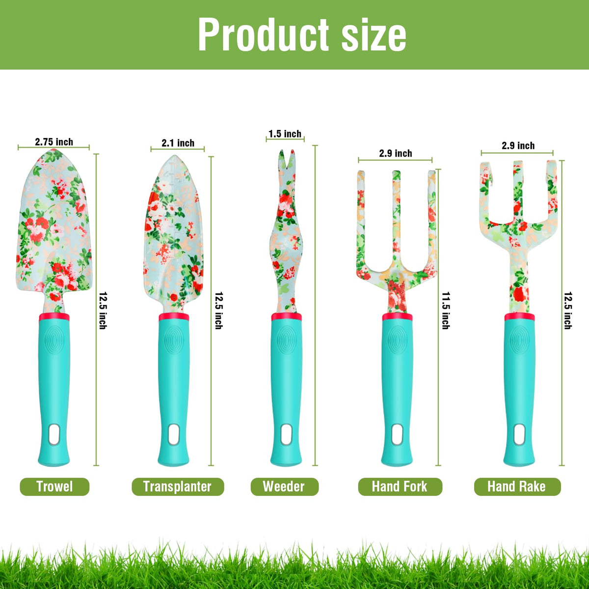Garden Tools Set WANCHI 10 Piece Heavy Duty Floral Garden Tool Set Gardening Gifts for Women Men Birthday Rust-Proof Aluminum Garden Hand Tools Gardening Kit with Tote Bag Apron Glove