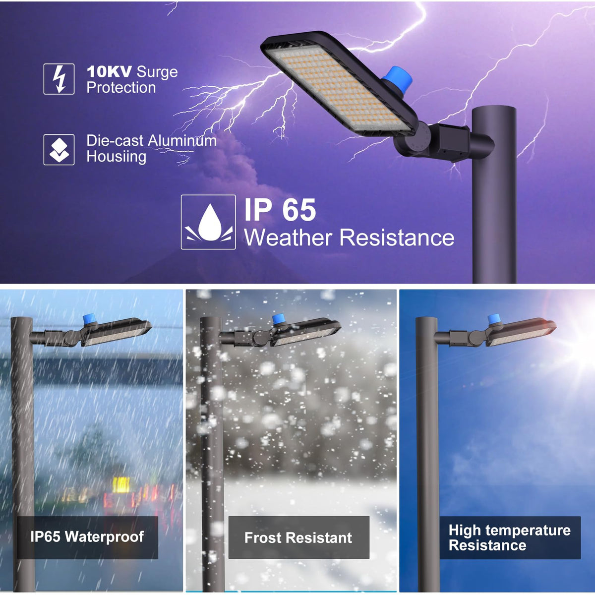 5Pack 240W LED Parking Lot Lighting 60000LM 5000K Pole Lights Outdoor with Smart Dusk to Dawn IP65 Outdoor LED Parking Lot Lights Pole Mount for 30~50Ft Yard,Driveway,Stadium,Roadway-7Yrs Warranty