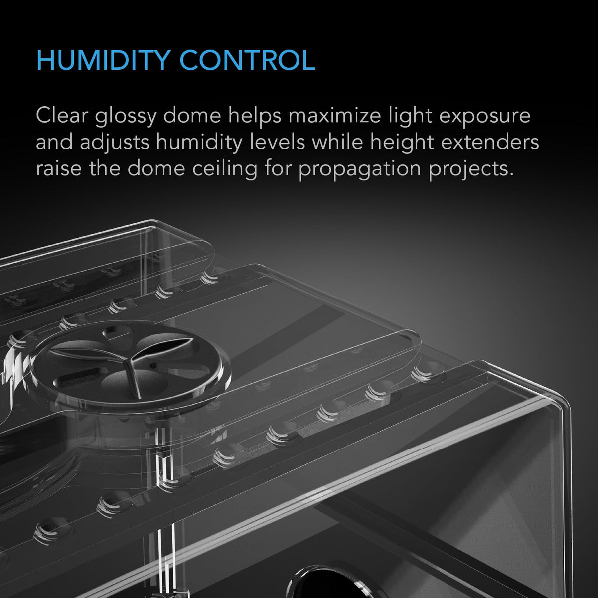 AC Infinity Large Humidity Dome, Heavy-Duty Germination Kit with 3 mm Thickest Clear Dome, Sturdy Drip Tray, 6x12 Cell Seedling Tray, Vented Height Extension Panels, for Seed Starting, Cloning Plants