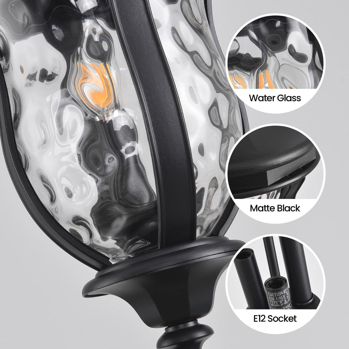 Smeike Large Outdoor Pendant Light Fixtures, 23.6'' Exterior Hanging Lantern Porch Light Adjustable, Black Hanging Lamp Farmhouse Exterior Chandelier Ceiling Mount for Entrance Patio