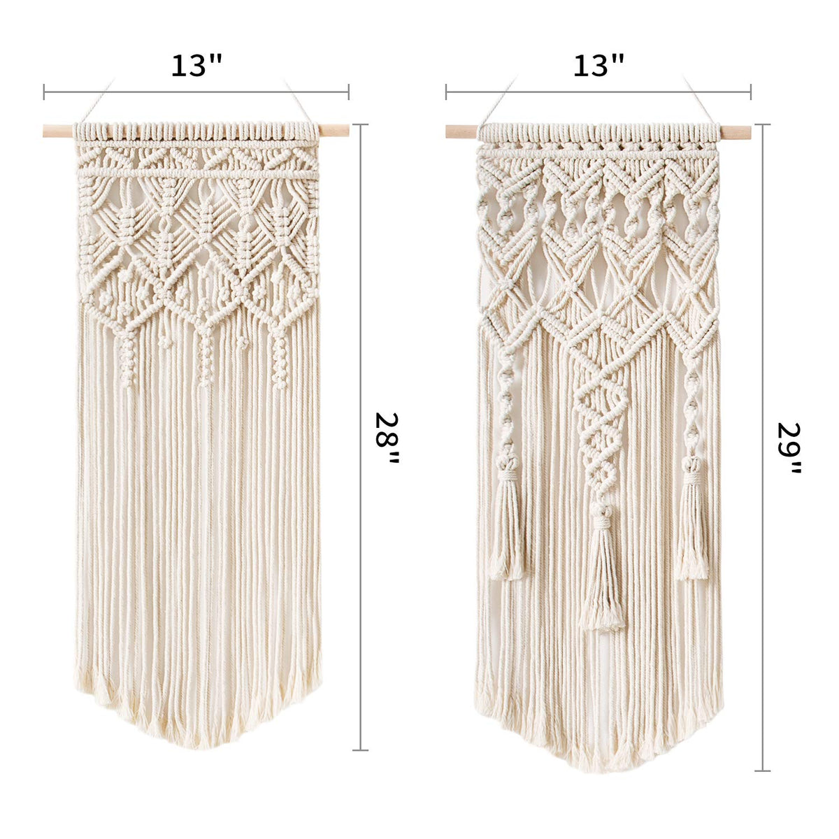 Mkono Set of 4 Boho Macrame Woven Wall Hanging and Wooden Bead Garland for Bedroom, Living Room, Nursery Dorm, Teen Girl Gifts