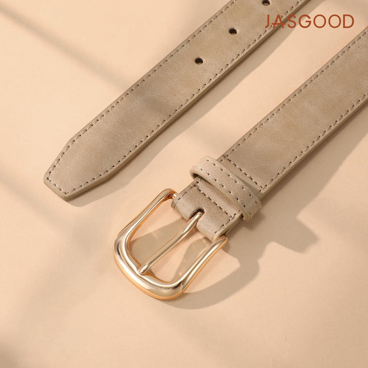 JASGOOD Women Leather Belt for Jeans Vintage Ladies Waist Belt with Gold Buckle for Pants Dress