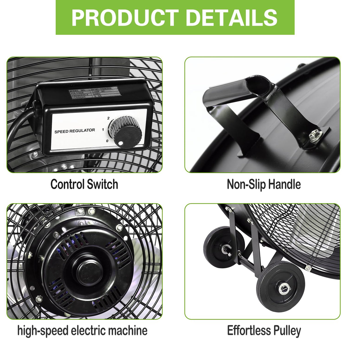 hykolity 30 inch High Velocity Drum Fan, 2-Speed Heavy Duty Industrial Shop Fan Up to 13000 CFM, Commercial Floor Fan for Warehouse, Workshop, Garage and Basement, Black