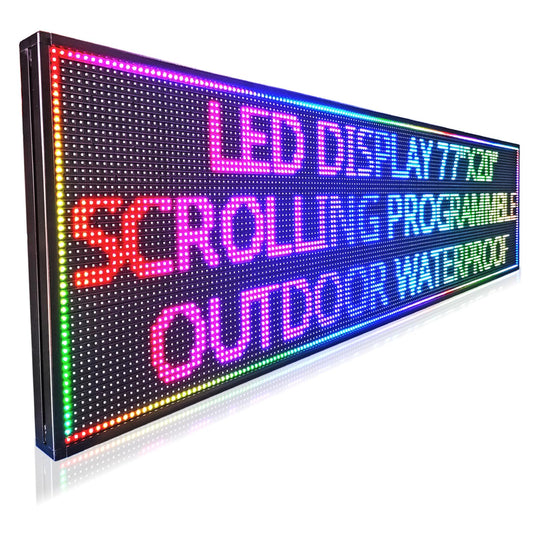 HS Programmable Scrolling Led Sign, Digital Signs Outdoor Waterproof ,Electronic Message Display Board ,Open neon Signs, Full Color High Brightness Big P10 77’’x20’’for Business Store Advertisement Public, APP control