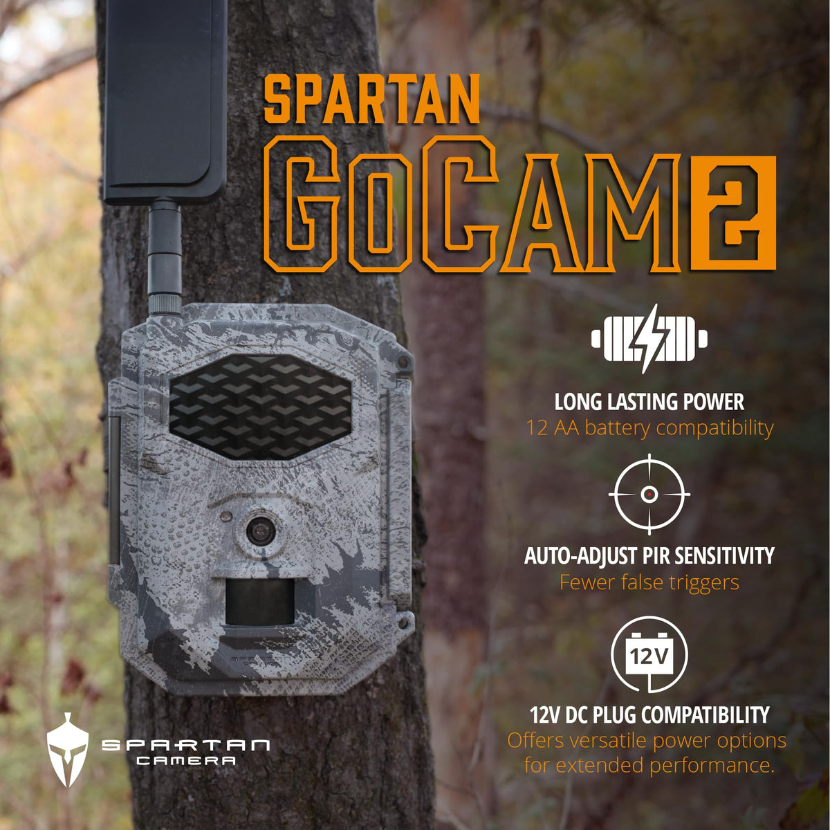 Spartan Camera GoCam2 Cellular, APP Control Trail Camera, 4G LTE, 1080P Video, FHD Photos, No Glow, Night Vision, Motion Activated, IP65 Water Resistant (Spartan Areus, AT&T)