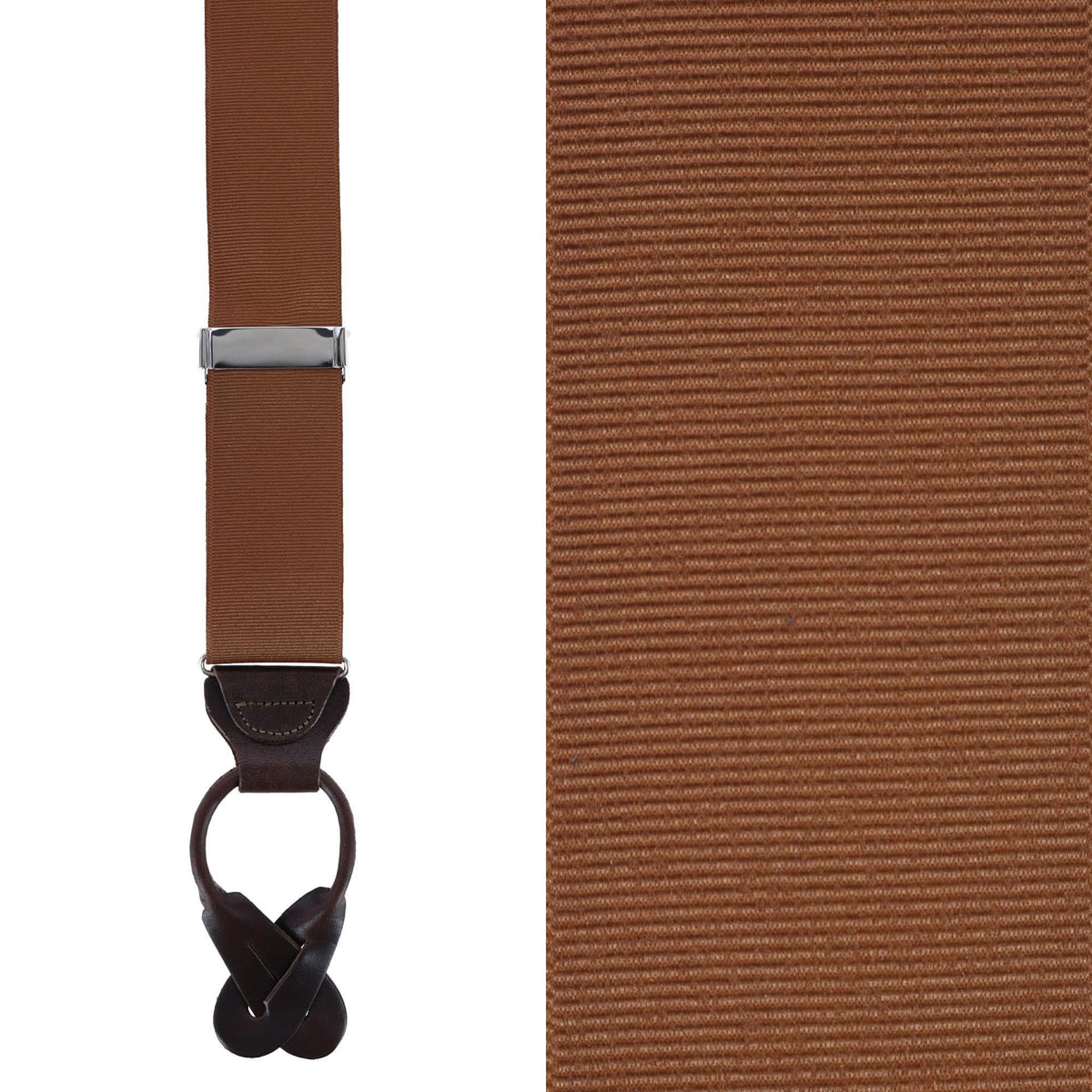 Trafalgar Men's Phoenix 38mm Grosgrain Non Stretch Ribbon Button End Braces (Suspenders), Brown