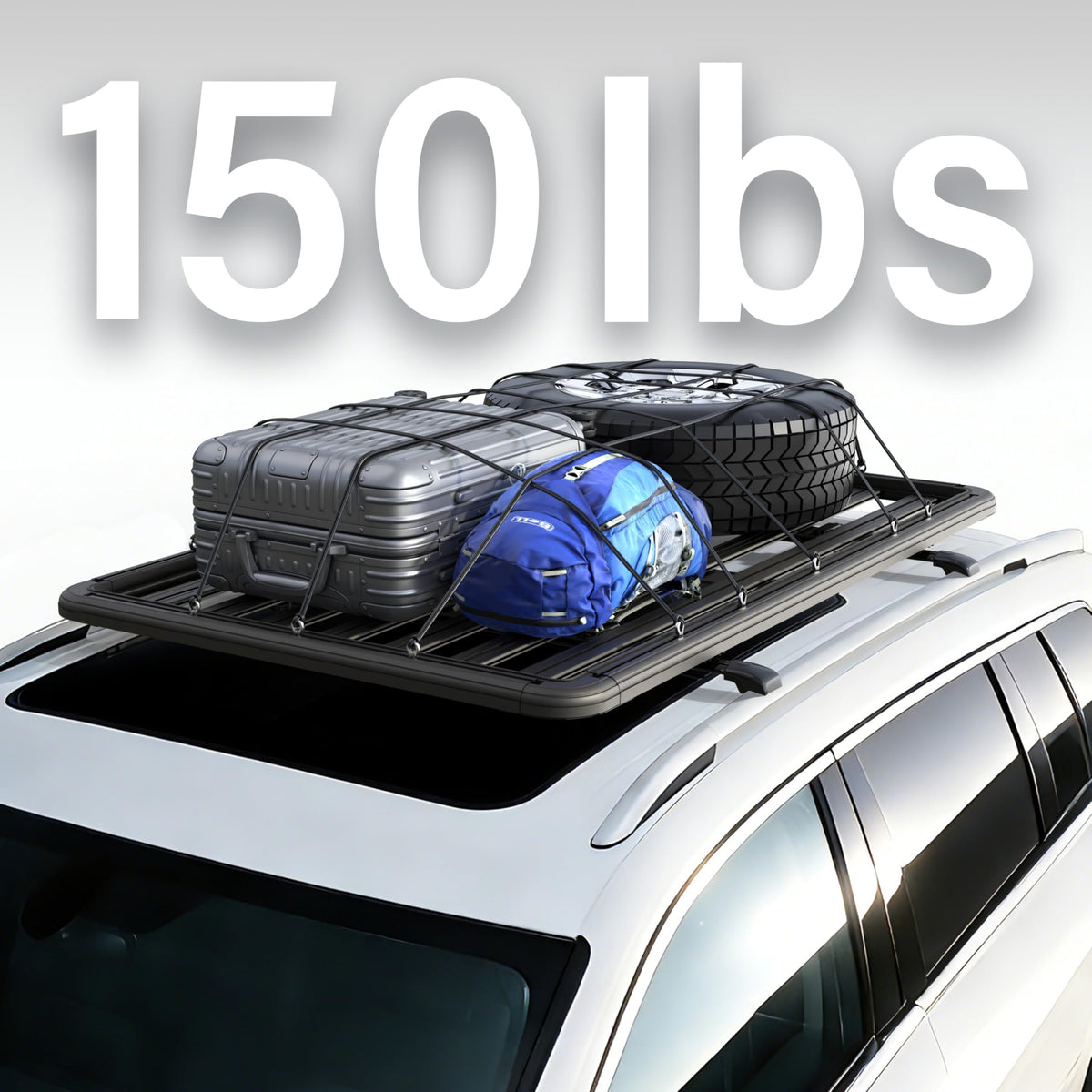 WILDROAD Aluminum Roof Platform, 55" x 47" Universal Flat Roof Rack Heavy Duty Roof Rack Platform with 10 Sets Eye Bolt Nut and T-Screws Anchoring Kit Fits for SUV, Truck