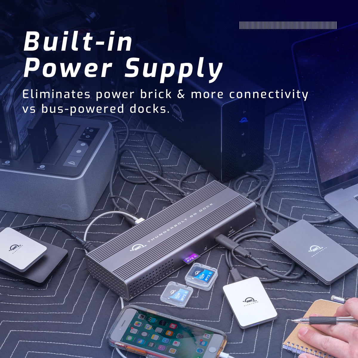 OWC Thunderbolt Go Dock, 11 Ports, Built in Power Supply, 90W Charging, TB4 (USB-C), USB, HDMI, 2.5GbE, SD, Also Compatible with USB-C Devices, Supports Thunderbolt Share