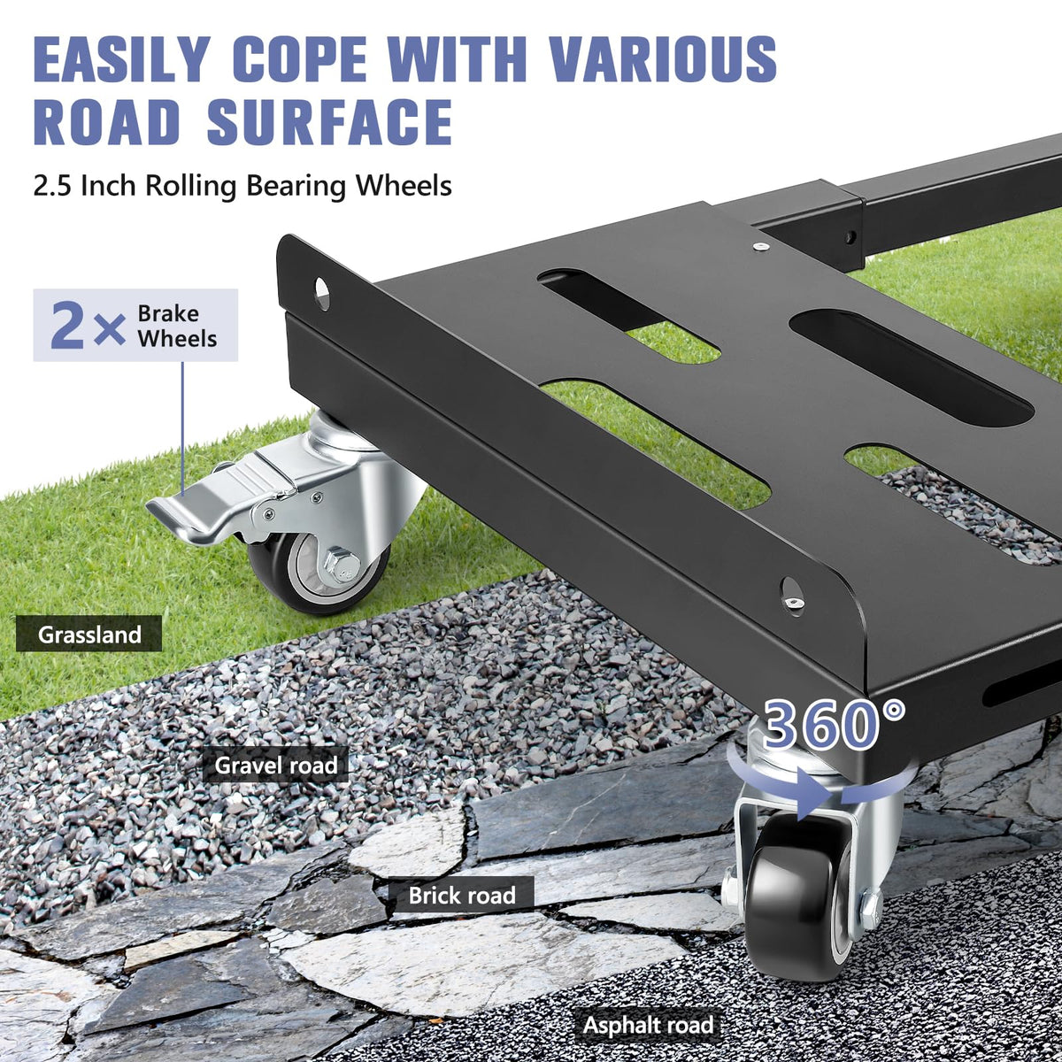 KEDSUM 2000LBS Heavy Duty Moving Dolly with 6 Swivel Wheels, Furniture Dolly with 100% Thicken Steel Frame, Expandable Appliance Dolly Cart Up to 43.6" Wide, All Terrain Used for Building Materials