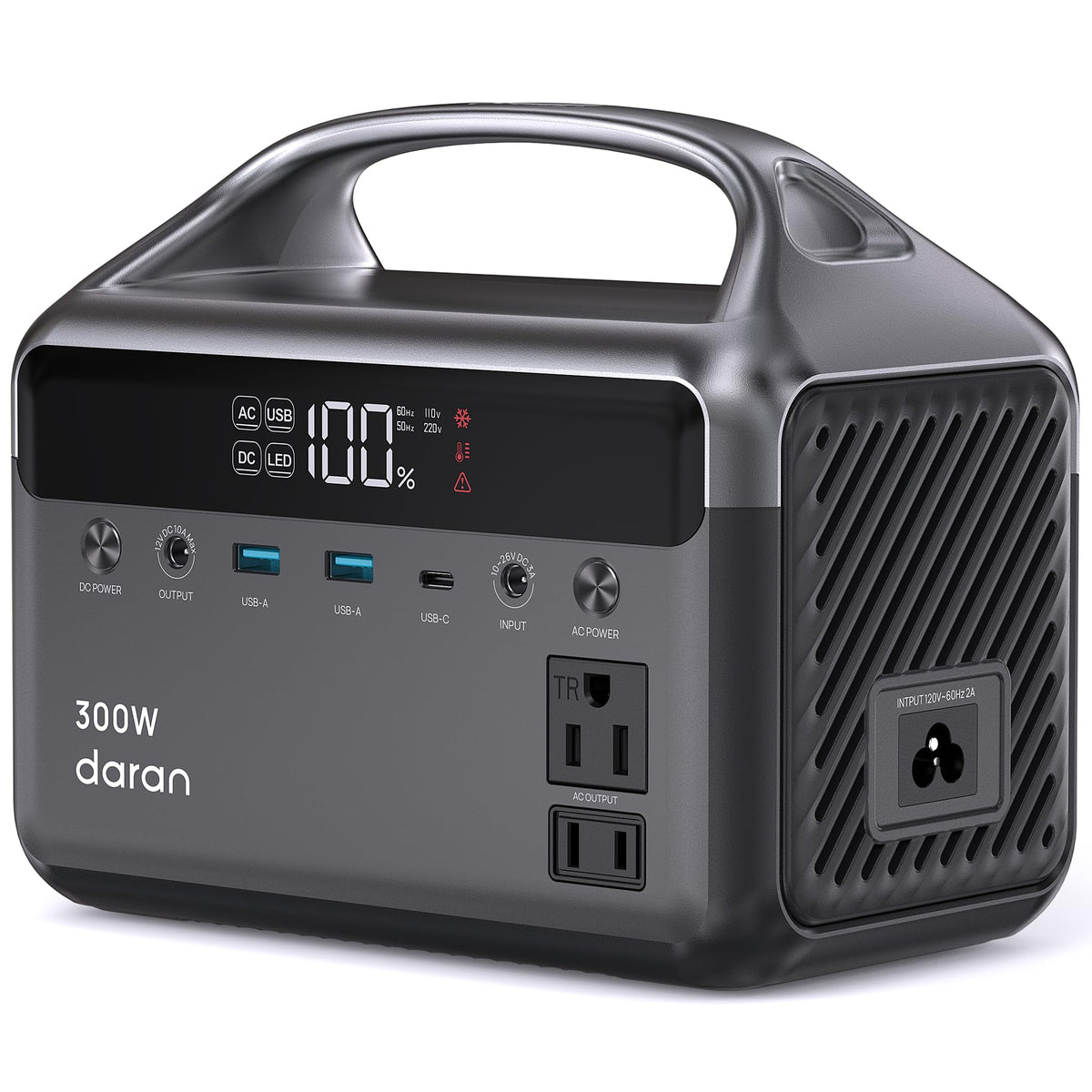 DaranEner Portable Power Station, 300W (Surge 600W) 192Wh Power Bank with 110V AC Outlet, LiFePO4 Battery for Home Emergency, Camping, Travel,& Outdoor Electronics(Option Solar Generator)