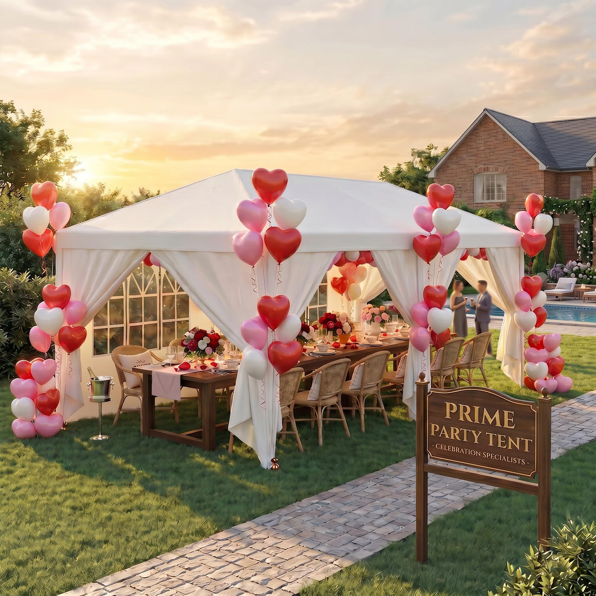 HOTEEL 10x20 Party Tent Outdoor Canopy Tents for Parties with 6 Removable Sidewalls & 2 Doors, Carpas para Fiestas Waterproof for Gazebo Large Backyard Shelter Patio Wedding Events Tent BBQ White