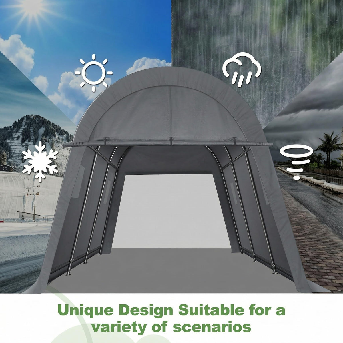 COBIZI Carport Canopy 12x20 Heavy Duty Portable Garage, All-Season Portable Car Ports & Outdoor Storage Shed, Galvanized Frame Vehicle Shelter with Removable Doors and Vents, Gray