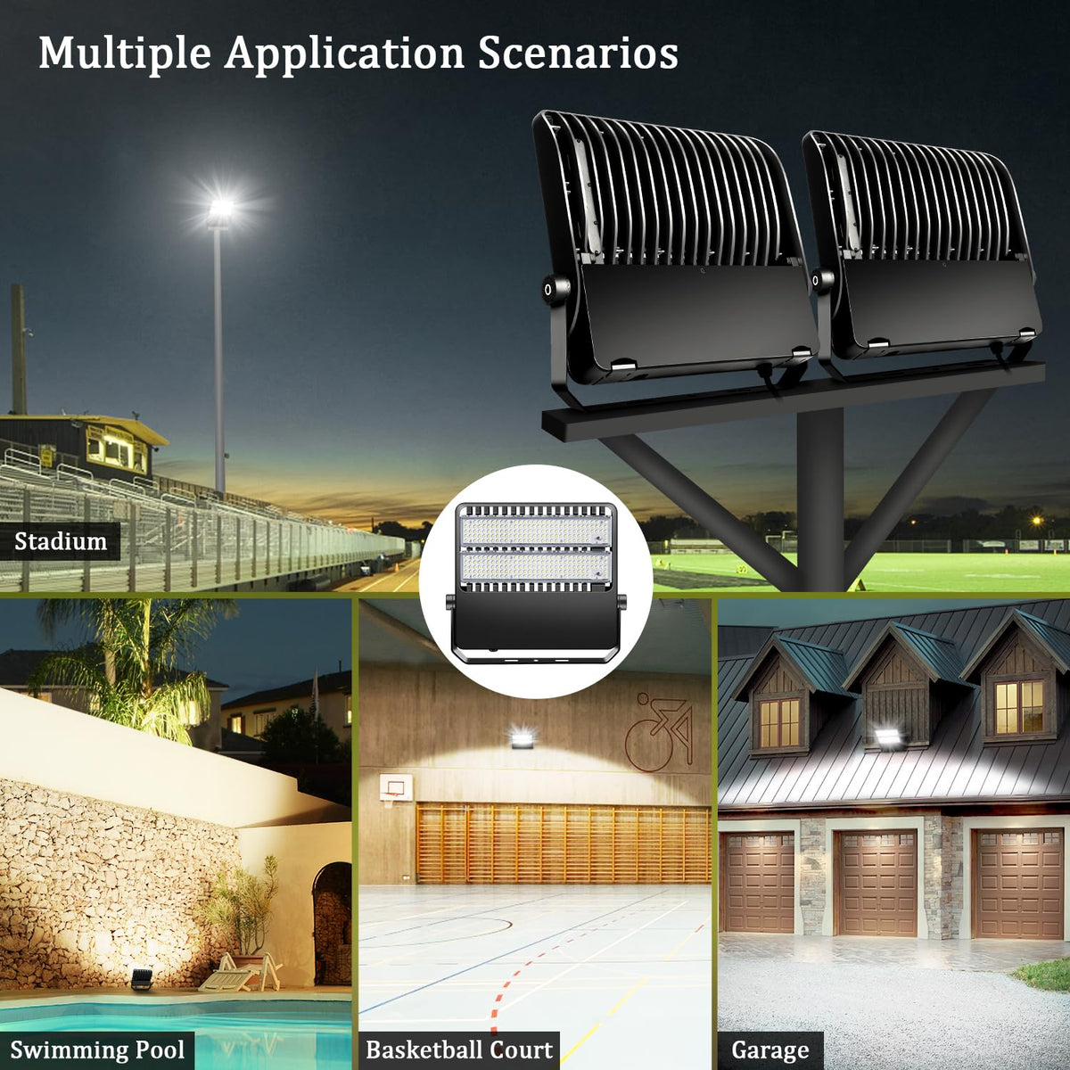 BIRITALO 36000LM LED Stadium Flood Light Commercial 1500W Equivalent LED Arena Lighting Wall Mount Floodlights Outdoor 5500K 85-277V Waterproof 240W Shoebox Fixture for Court,Street,Yard 3 Pack