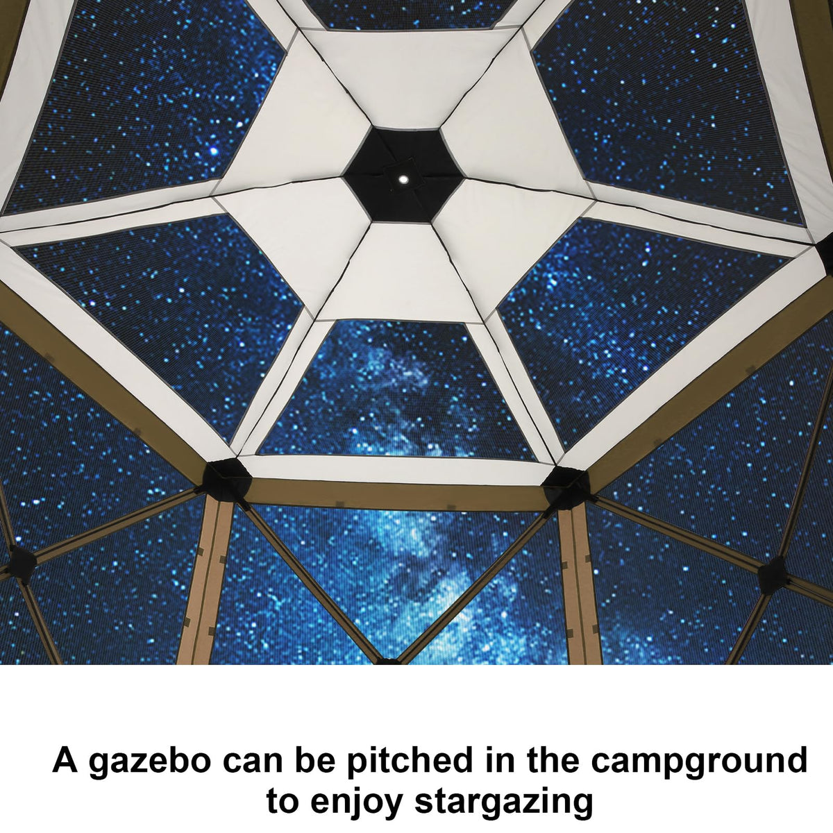 COBIZI 12x12 FT Pop Up Canopy Stargazing Tent, Gazebos On Clearance with Removable Roof, Screened in Gazebo, Screen Tents Portable carpas para Patio for Outdoor Camping,Backyard, Garden, Brown(Pro)