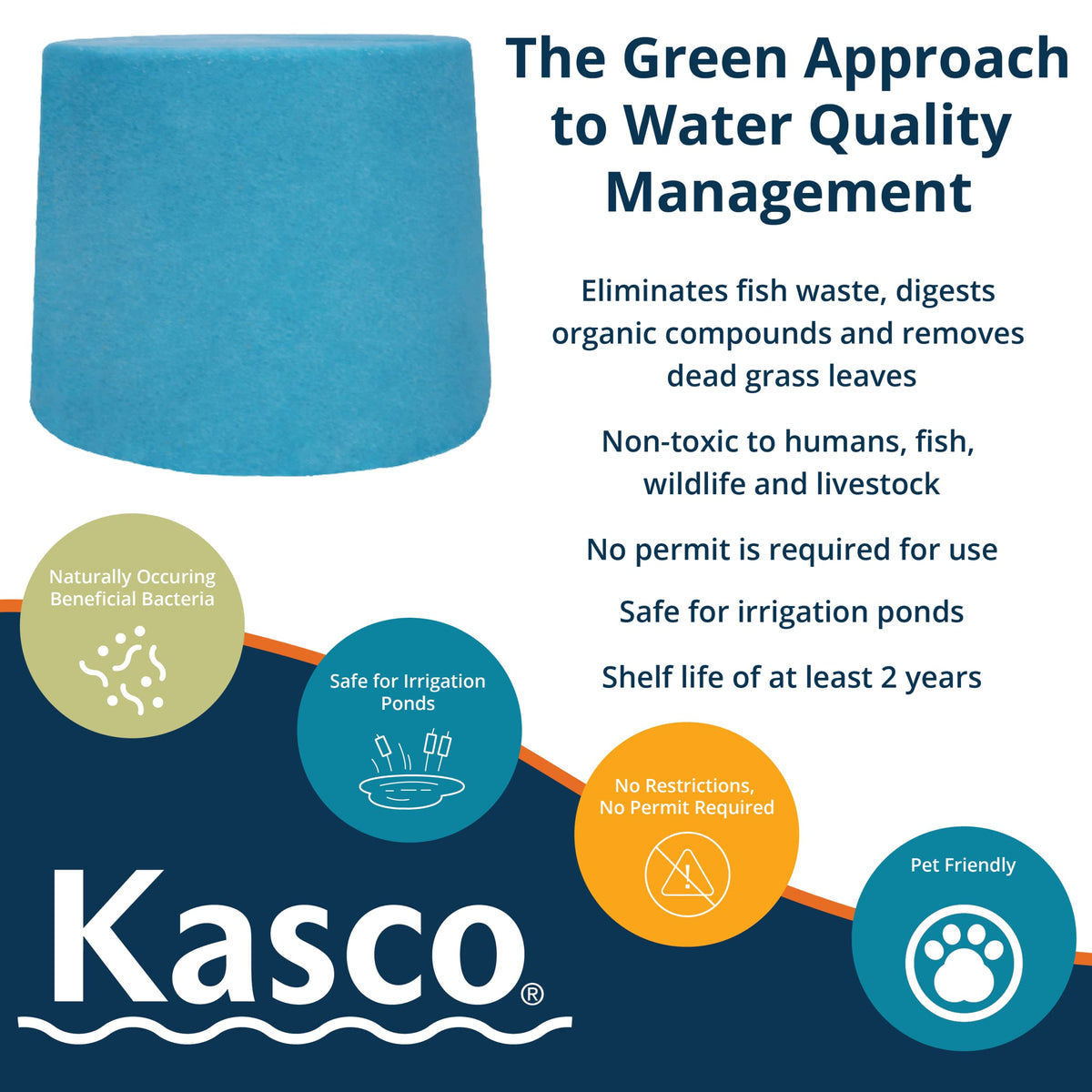 Kasco Macro Zyme Time Release Block Beneficial Bacteria Pack of 2 | Muck Remover for Ponds & Lakes | Non-Chemical Lake & Pond Treatment for Eliminating Sludge & Odors | Treats Up to 6 acre-feet 12 lb.