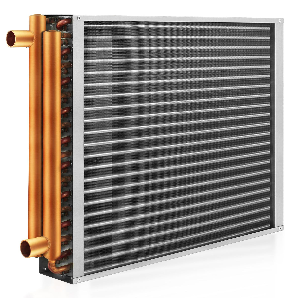 Water to Air Heat Exchanger 18x18 1" Copper Ports Hot Water Coil Outdoor Wood Furnace