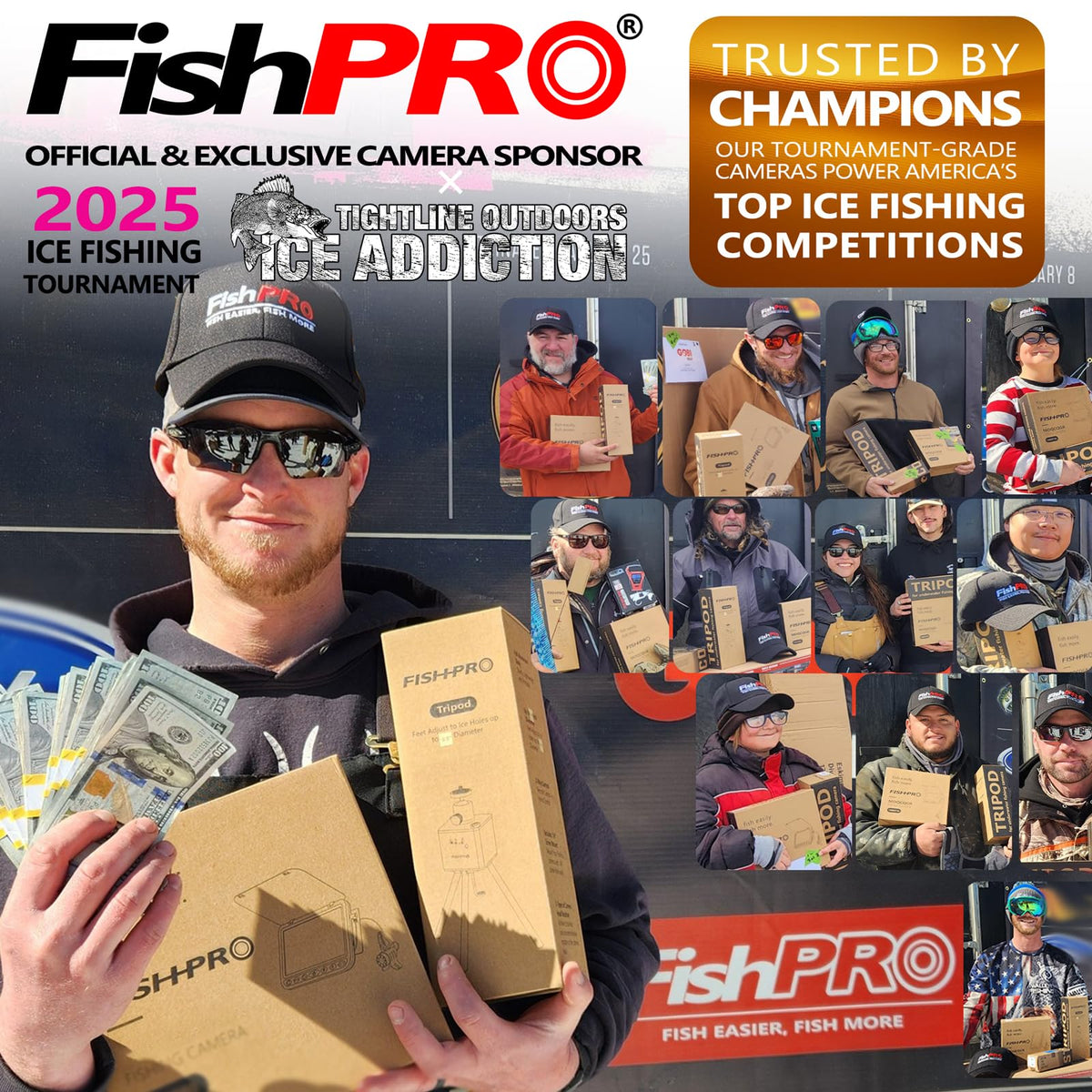 [FishPRO® 2026 Upgrade] Underwater Fishing Camera 4.3'' [Proven Since 2017] Ice Fishing Camera 1000 TVL w/ 65ft Magnetic-Spool, IR, USB-C, 5000mAh, Portable Fish Finder for Ice Lake Boat Kayak Fishing