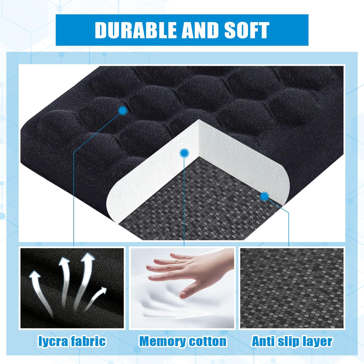 L-Shaped Desk Elbow Pads (2-Pack) - Adjustable Spacing Memory Foam Desk Edge Cushion for Forearm & Wrist Support, Ergonomic Desk Arm Rest for Office, Gaming & Home