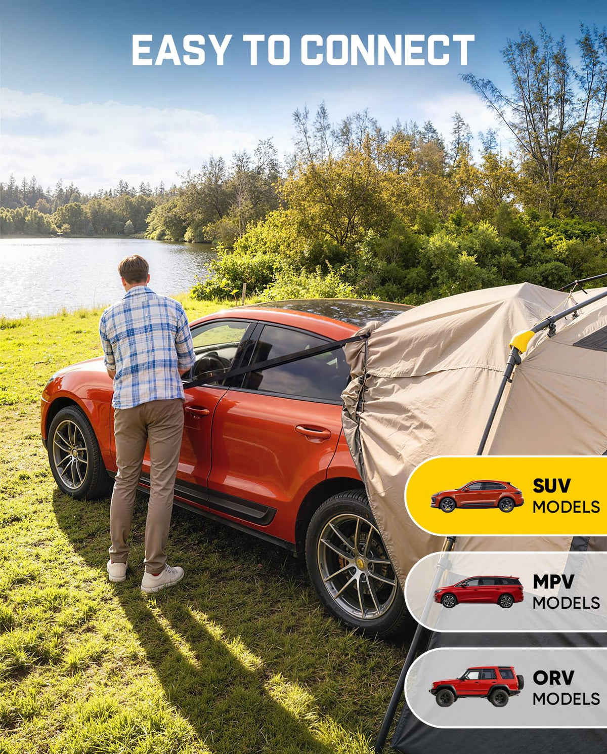 FanttikOutdoor Beta C6 Apex SUV Tent 6 Person Instant Cabin Car Tent Setup in 60 Seconds with Rainfly & Windproof Portable with Carry Bag for Family Camping, Upgraded Ventilation, Khaki