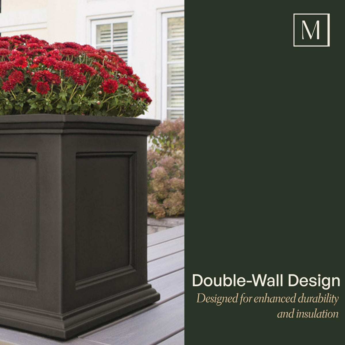 Mayne 5825W Fairfield Patio Planter, White, 20-Inch