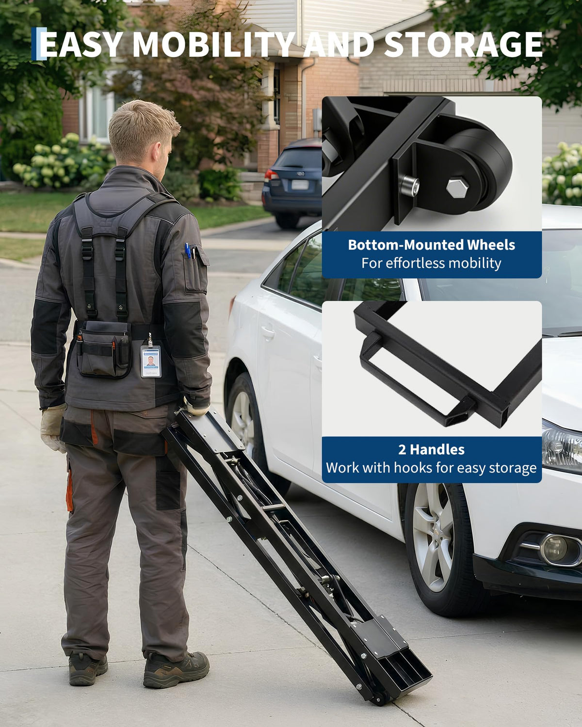 Garvee 7000 LBS Portable Car Lift, Heavy Duty Carbon Steel Truck Lift with 26.8" Max Lift Height, Adjustable Scissor Lift for Cars, SUVs & Light Trucks