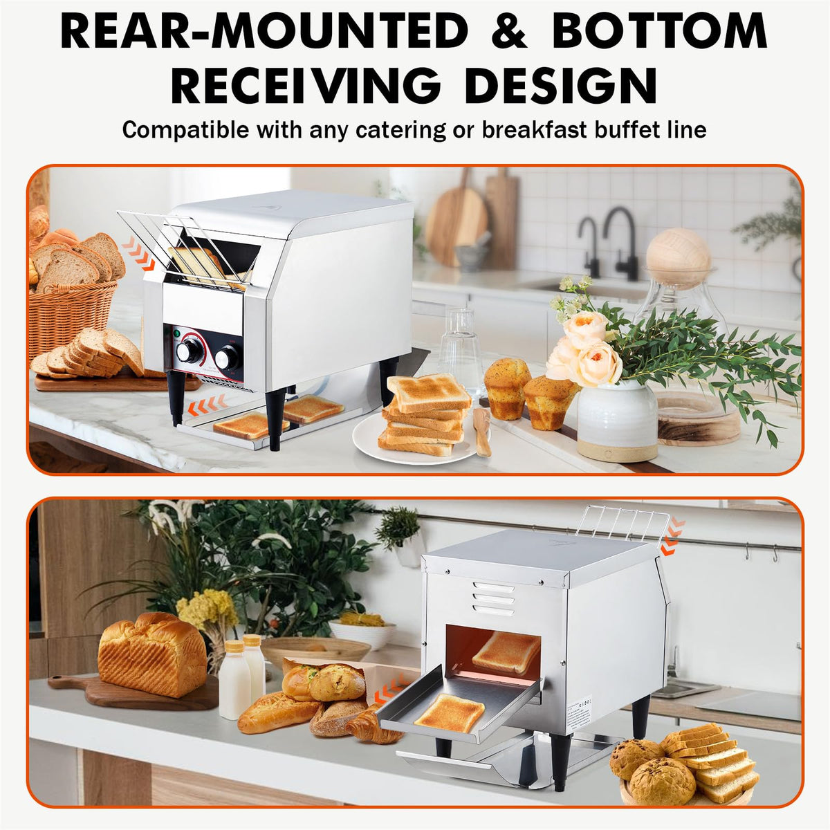 GAOMON Commercial Toaster Conveyor 150 Slices/H, Heavy Duty Industrial Conveyor Toaster, Stainless Steel Electric Oven with Dual Heating Tube 7-speed Adjustments for Bagel Croissant Restaurant Bakery