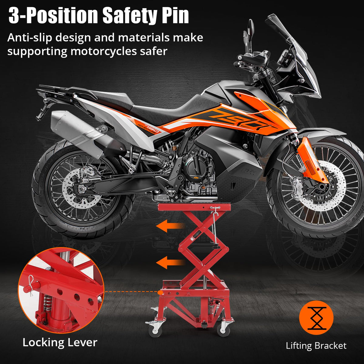350 Lbs Heavy Duty Hydraulic Motorcycle Lift Jack Table Foot Operated ATV Dirt Bike Scissor Stand with 4 Wheels, Hydraulic Scissor Jack Lift Hoist Stand for Motorcycle ATV UTV Powersports