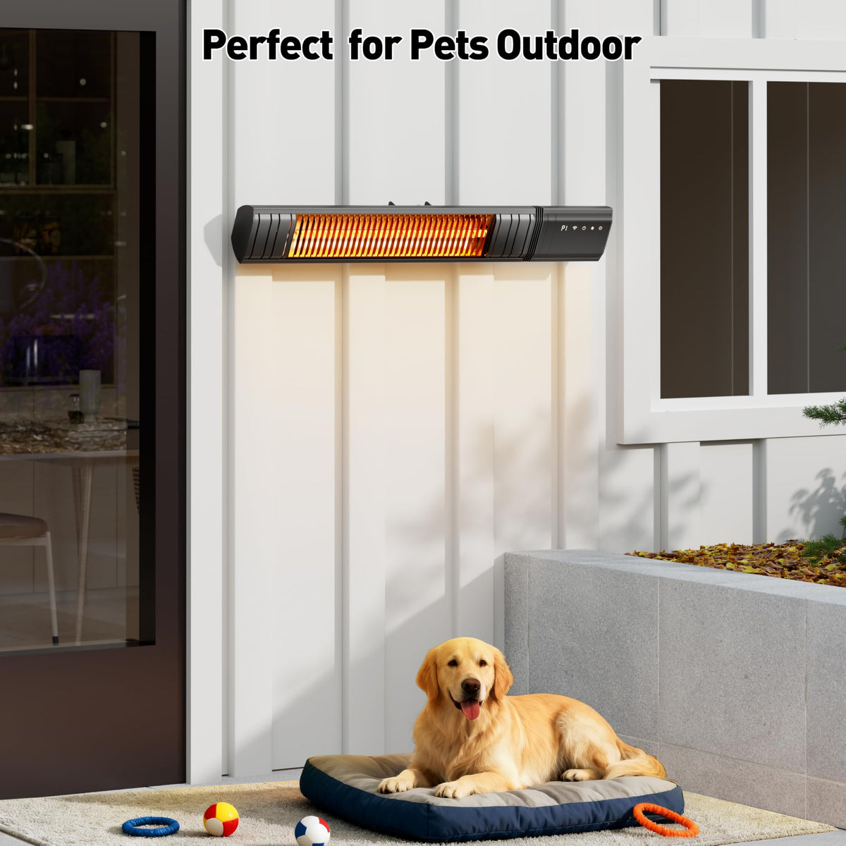 Ceiling Electric Outdoor Heater Wifi Control Wall-Mounted Hanging Patio 1500W Infrared 9 Heat Levels, 24H Timers, Carbon Fiber Tube Heating Wall Heater for Gazebo, Balcony