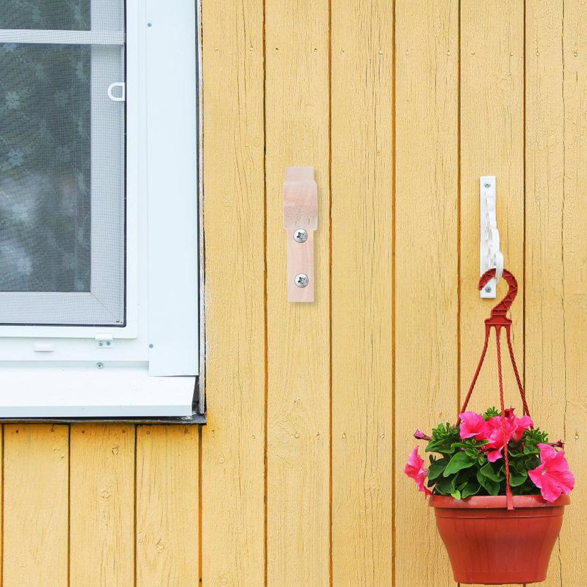 GAROZATION 2pcs Wall-Mounted Plant Hanger Hooks for Outdoor Indoor Flower Pot Brackets, Wooden Hanging Hooks for Lanterns, Wind Chimes, Garden Patio Decoration