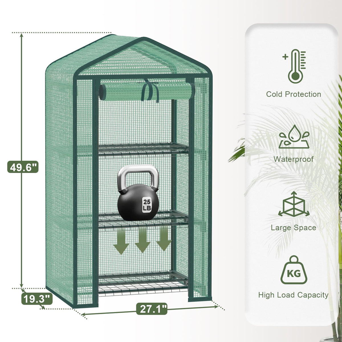 TianC beauty Greenhouse for Indoor Outdoor, Small Plastic Plant Green House 3-Tier Rack Stand Portable Greenhouses with Durable PE Cover for Seedling