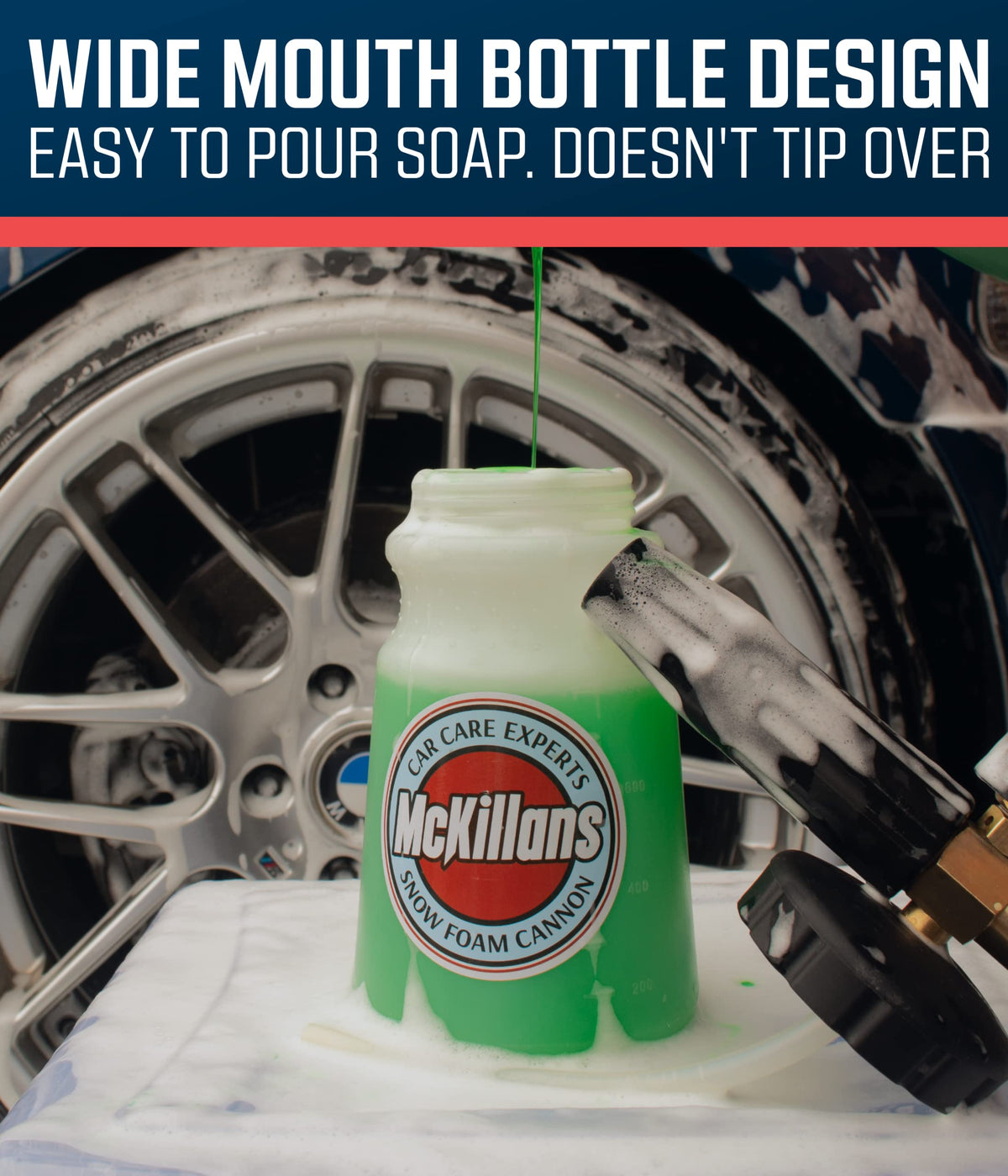 McKillans® Swivel Gun PRO + Foam Cannon Wide Mouth + Car Pressure Washer Extension Wand + Stainless Steel Quick Connect Kit M22-14mm to 3/8" Male Female Quick Disconnect Kit for Power Wash Bundle