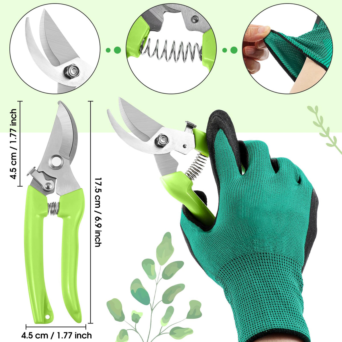 WILLBOND Gardening Gift Set for Women, Mother's Day Floral Arrangement Kit with Pruning Shears, Thorn Remover, Gloves and Floral Tape, Garden Tool Gift Kit for Mom, Wife, Garden Lovers(Green)