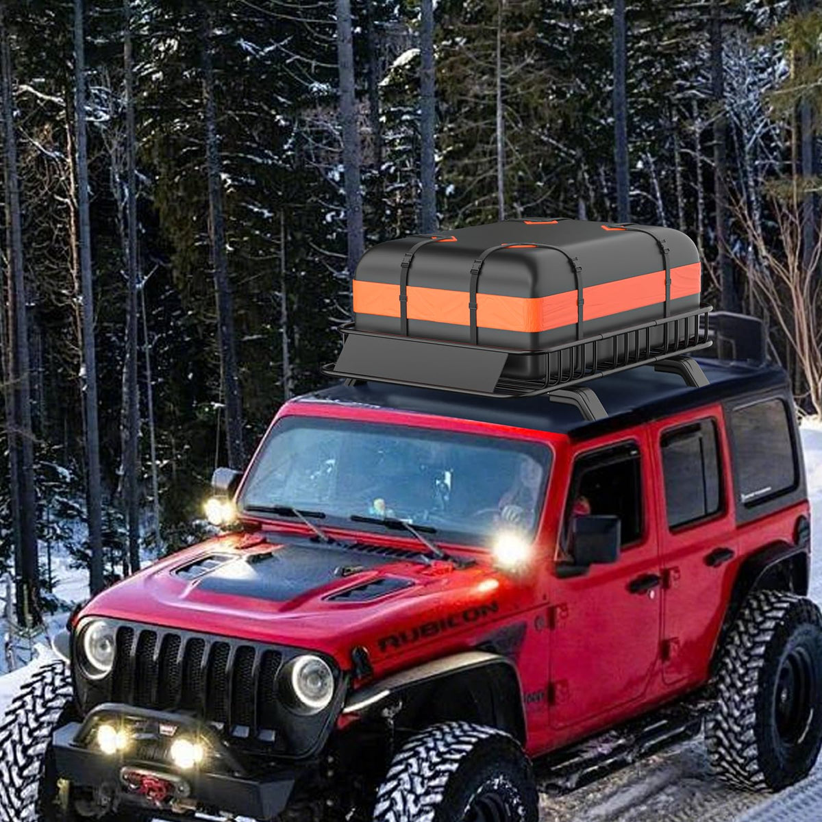 Roof Rack Carrier Basket 51" X 36" X 5" Universal Rooftop Cargo Basket - 200LB Capacity with 15 Cu.Ft Waterproof Bag, Heavy Duty Roof Rack for SUV/Truck/Van Cargo Carrier, Corrosion-Resistant Steel