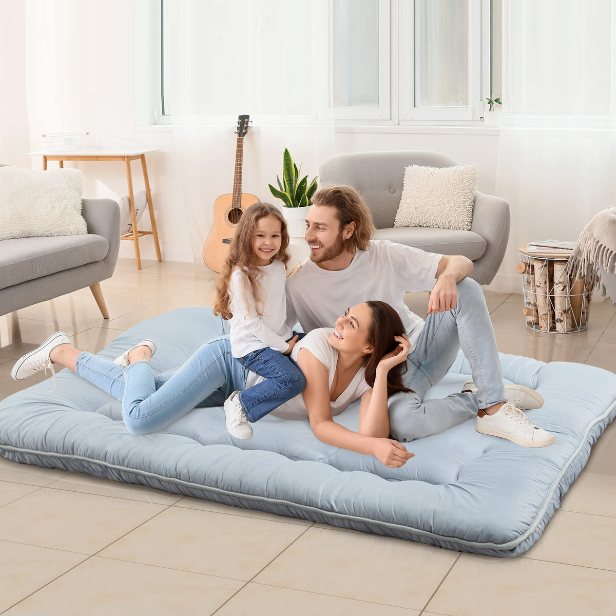 MIRUO Sleeping Mat on Floor for Adults, Kids Futon Mattress SleepMattress Pads Sleeping Mat Floor Mattress for Adults Japanese Mattress Car Camping Mattress Full Size (A-GE11012-M-USAM021)