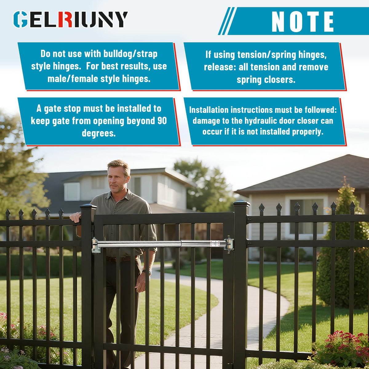 New TB400SS Hydraulic Outdoor Gate Closer for 75 to 175 lbs, Stainless Steel, Width 40 to 64 Inches, for Farms, Ranches, Gardens, Sports Complexes, Home Yards, Opening Pressure 6 to 12 Pounds