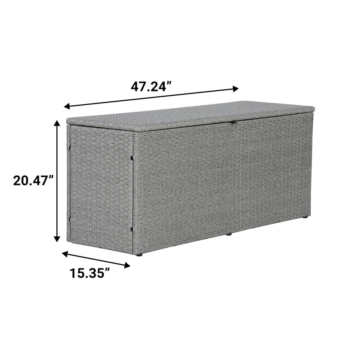 happimess TRK1001A Nino 47.24" Modern Minimalist Outdoor Faux Wicker Deck and Patio Storage Box, Gray, Soft-Close, for Package Delivery, Patio Furniture, Cushions, Gardening Tools, Pool Supplies