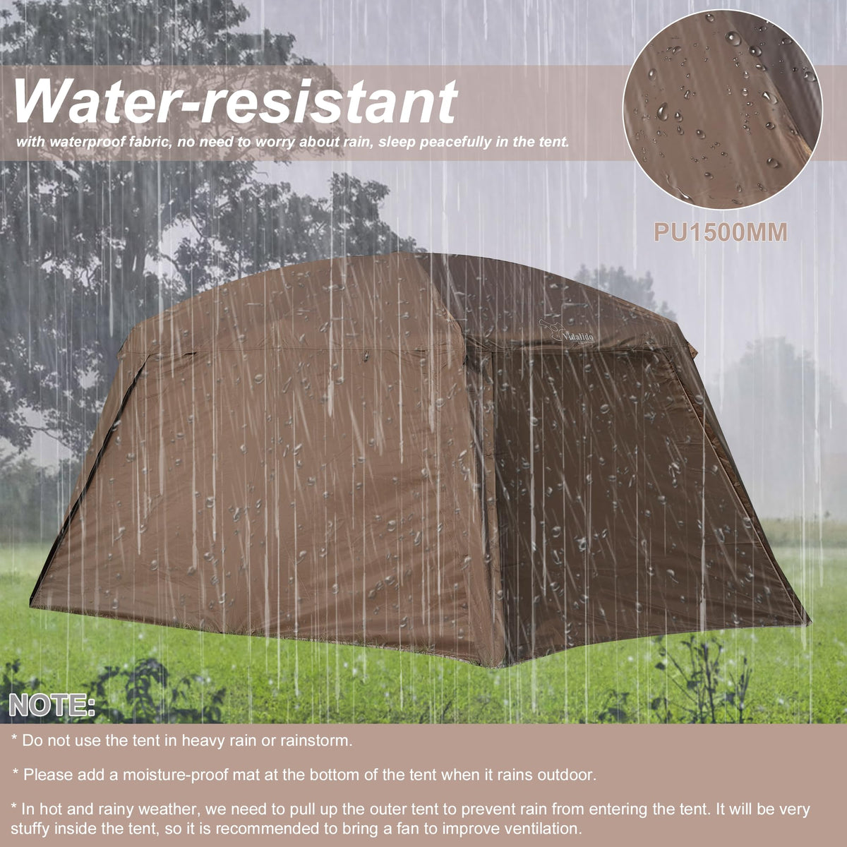 Vidalido 4-6 Person Camping Tent with 3 Door 2 Room Large Family Cabin Tents, Double Layer Waterproof Portable Glamping Tent, Big Tents for Outdoor Camping Hiking and Backpacking