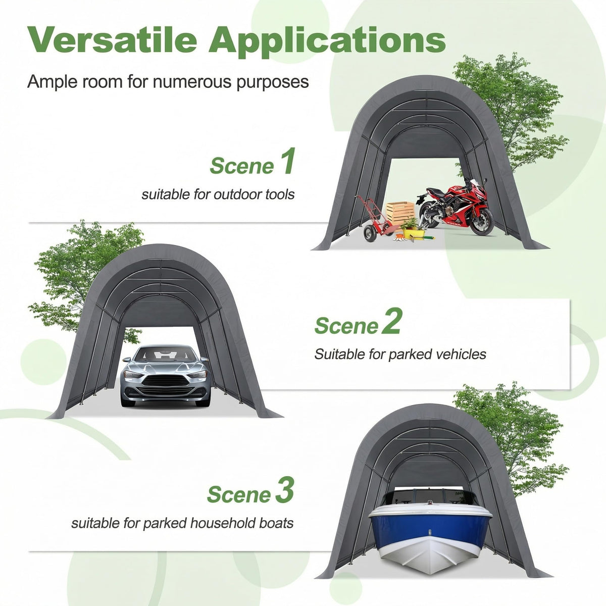 COBIZI Carport Canopy 12x20 Heavy Duty Portable Garage, All-Season Portable Car Ports & Outdoor Storage Shed, Galvanized Frame Vehicle Shelter with Removable Doors and Vents, Gray