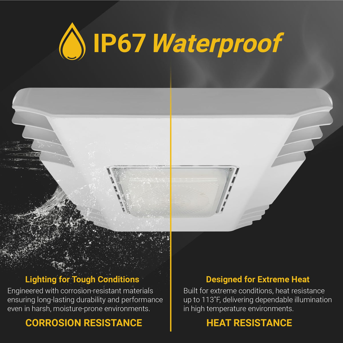 NUWATT 150W Waterproof LED Canopy Lights for Gas Station, 4000K/5000K Selectable, 21250LM, Dimmable, 120-277V, IP67 Rated, Indoor & Outdoor LED Parking Garage Lighting or Light for Carport