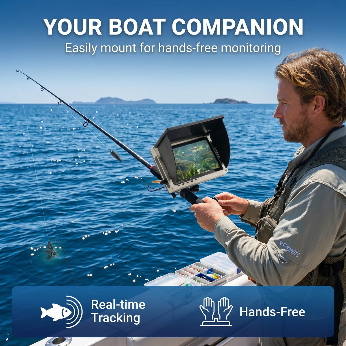 Takkicept Portable Underwater Fishing Camera Fish Finder: 6" OLED Display 1080P HD Depth Finders Waterproof Camera IP68 220° Wide-Angle Lens 12H Battery 25m Cable for Ice Fishing Kayak Boat Shore
