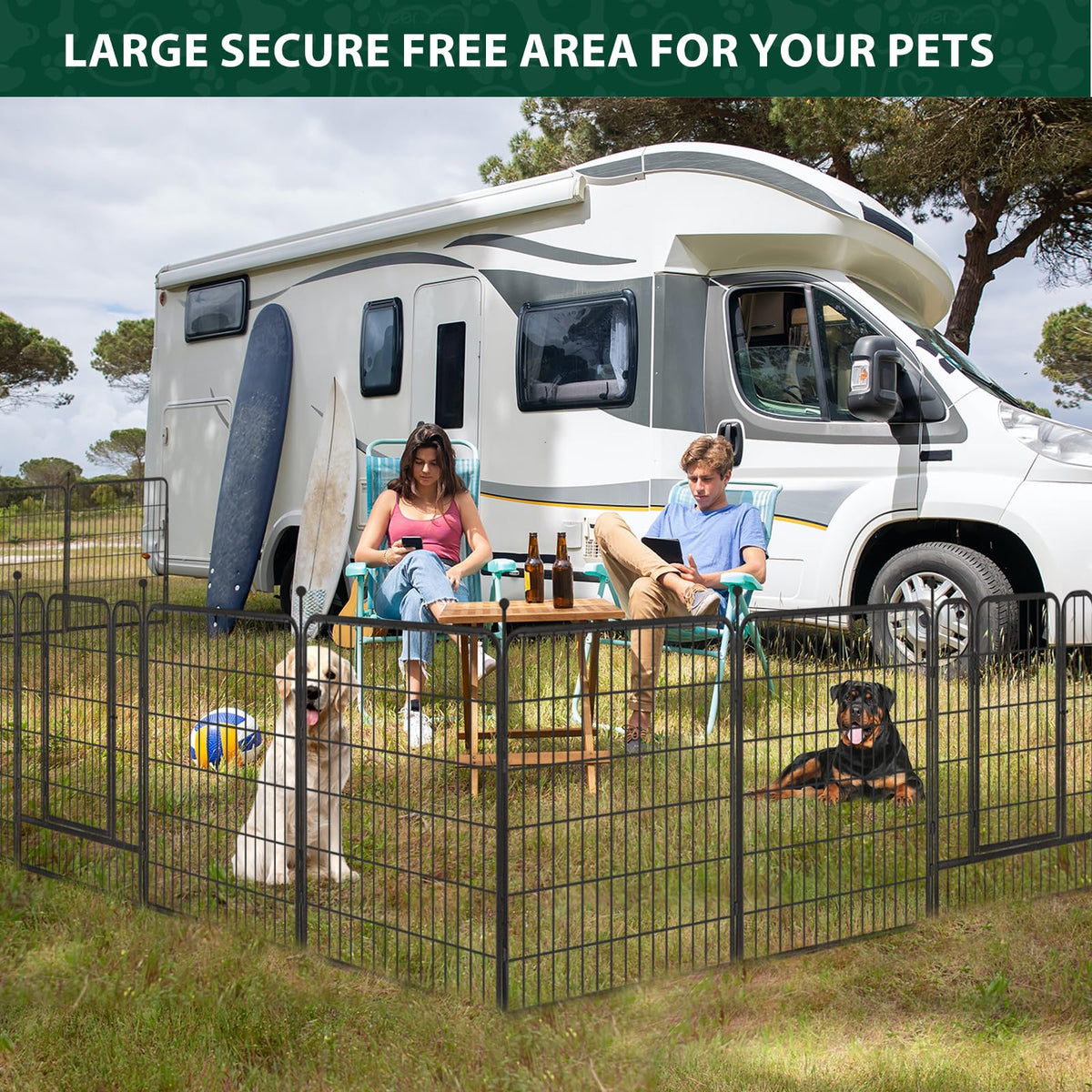 VISCOO Dog Playpen Outdoor, 16 Panels 40" High Metal Dog Fence with Gate, Pet Fence for Large/Small Dogs, Portable Dog Fence for RV Camping, Yard