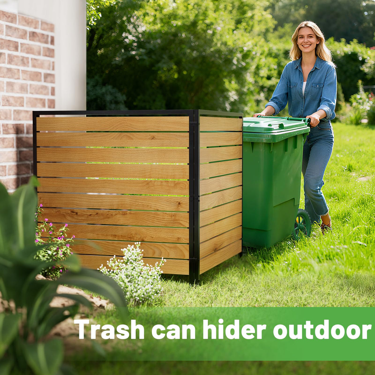 3 Panels No Dig Wooden Privacy Fence Screen, 42" H X 40" W Outdoor Air Conditioner Fences, Hide Trash Bins Or Ac Units, Decorative Garden, Patio, Backyard Fence -Temporary Fencing