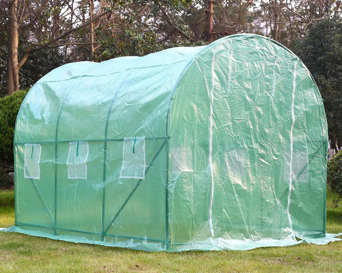 Greenhouse 10'xW7'xH7' Walk-in Greenhouses for Outdoors Mini Greenhouse Greenhouse Plastic with Rolling-up Door and 2 Vents,Green